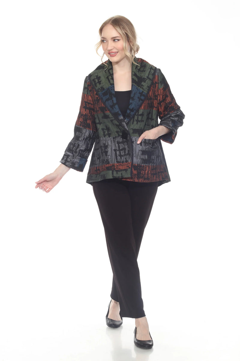 Brushstroke Blazer Jacket, Multi-Color Statement Piece - 4076