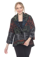 Brushstroke Blazer Jacket, Multi-Color Statement Piece - 4076
