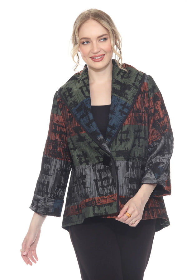 Brushstroke Blazer Jacket, Multi-Color Statement Piece - 4076