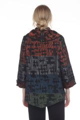 Brushstroke Blazer Jacket, Multi-Color Statement Piece - 4076