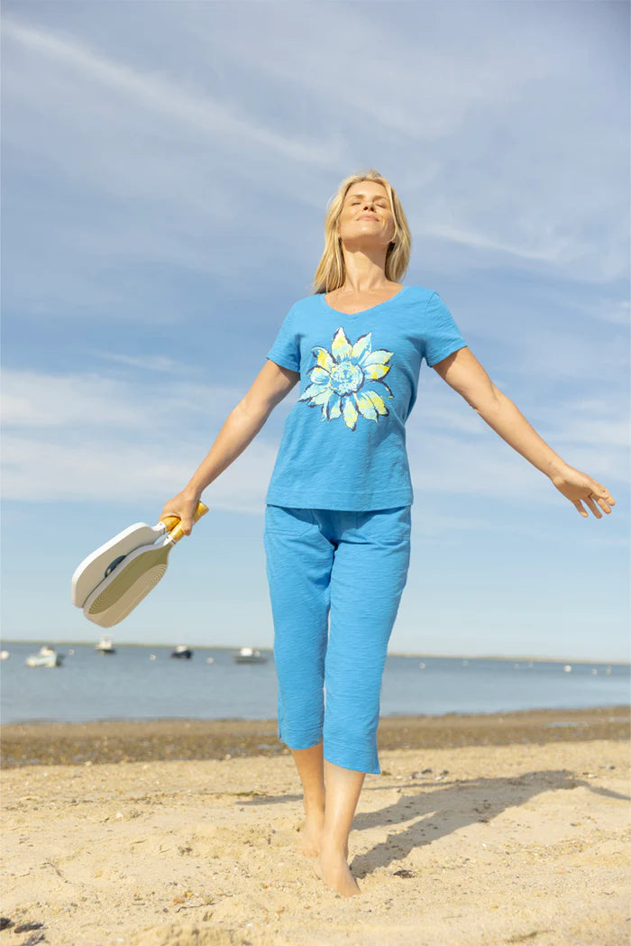 Peruvian Cotton Painted Sunflower Tee - 40800