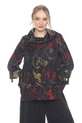 Textured Tunic With Draped Neckline - 4083