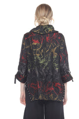 Textured Tunic With Draped Neckline - 4083