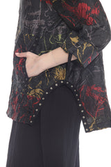 Textured Tunic With Draped Neckline - 4083