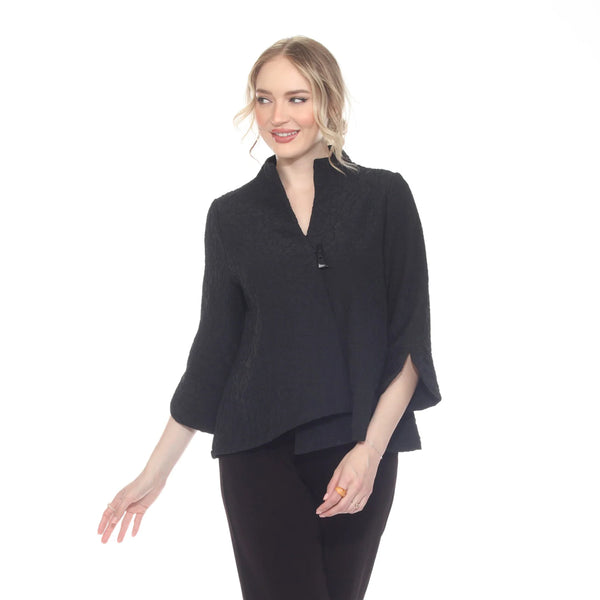 Textured Asymmetric Jacket in Black - 4093-BLK