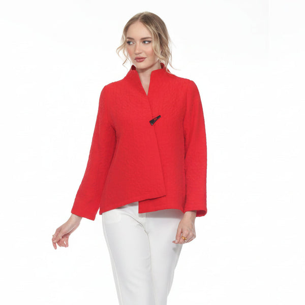 Textured Asymmetric Jacket in Red - 4093-RD