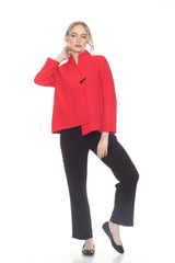 Textured Asymmetric Jacket in Red - 4093-RD