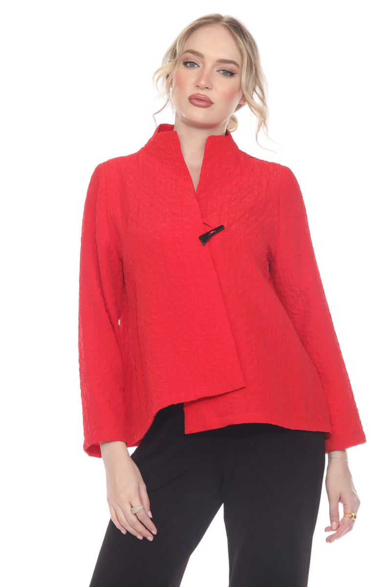 Textured Asymmetric Jacket in Red - 4093-RD