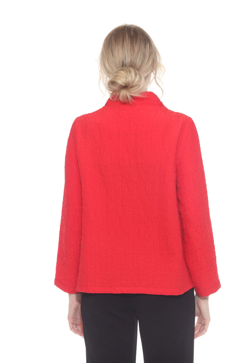 Textured Asymmetric Jacket in Red - 4093-RD