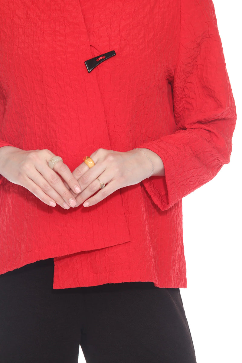 Textured Asymmetric Jacket in Red - 4093-RD
