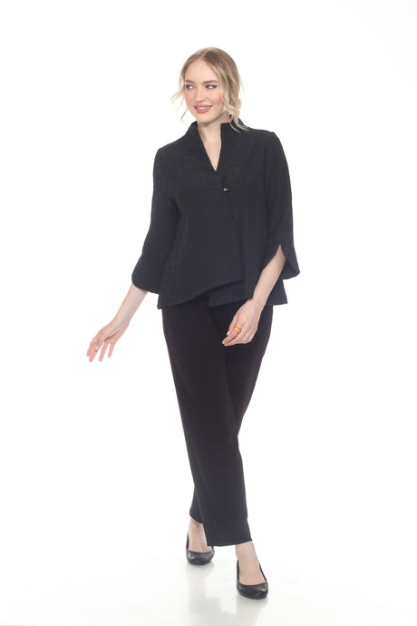 Textured Asymmetric Jacket in Black - 4093-BLK