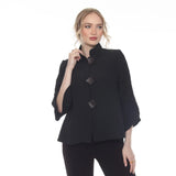 Striking Textured Button Jacket in Black - 4094-BLK