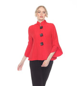 Striking Red Textured Button Jacket - 4094-RD