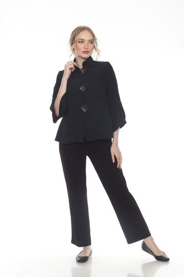 Striking Textured Button Jacket in Black - 4094-BLK