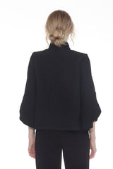 Striking Textured Button Jacket in Black - 4094-BLK