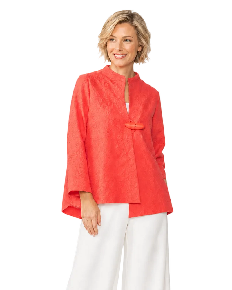 Textured Asymmetric Jacket in Coral - 6439J-SUN