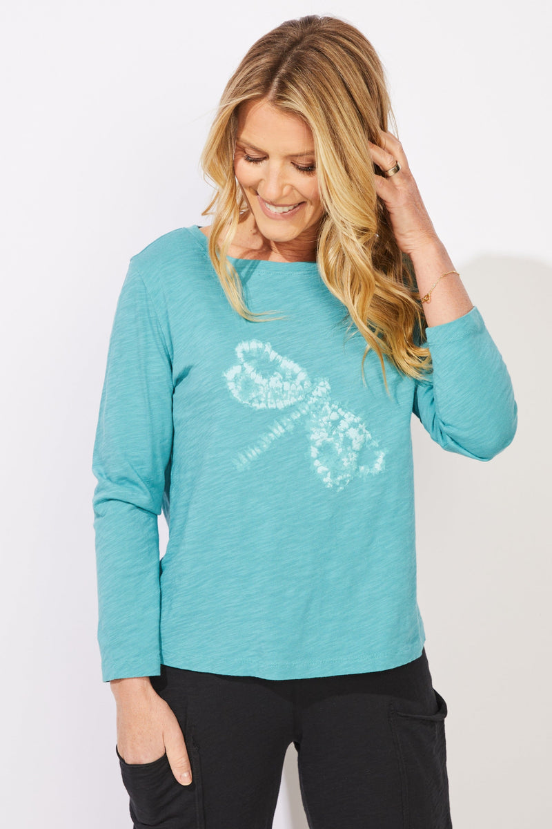 Shibori Dragonfly Tee — teal