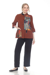 Artsy Mixed Media Mandarin Collar Jacket - 4103