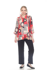 Abstract Brushstroke Tunic Blouse - 4118