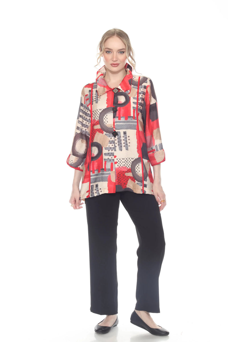 Abstract Brushstroke Tunic Blouse - 4118
