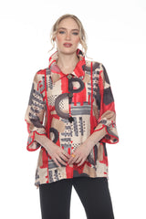 Abstract Brushstroke Tunic Blouse - 4118
