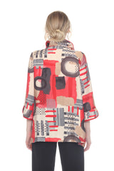 Abstract Brushstroke Tunic Blouse - 4118