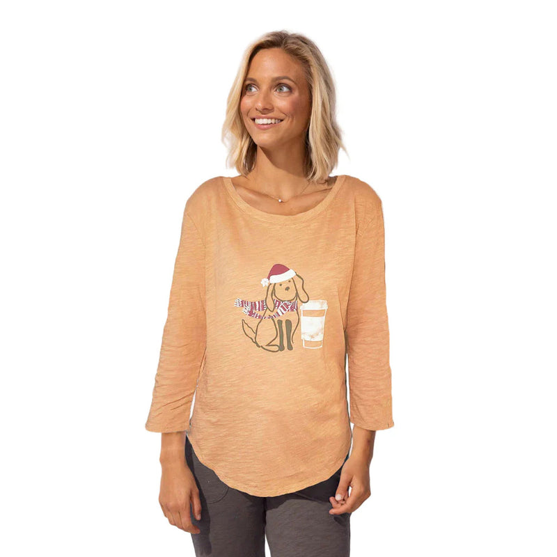 Festive Puppy Tee for Dog Lovers in Honey - 41204-HNY