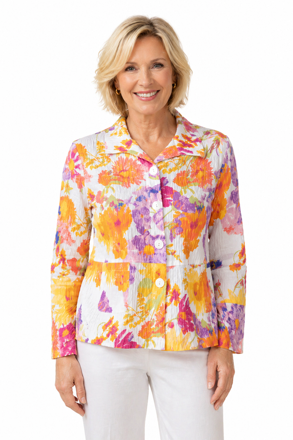 Floral Flounce Shirt Jacket - 41245 - Sizes S & L
