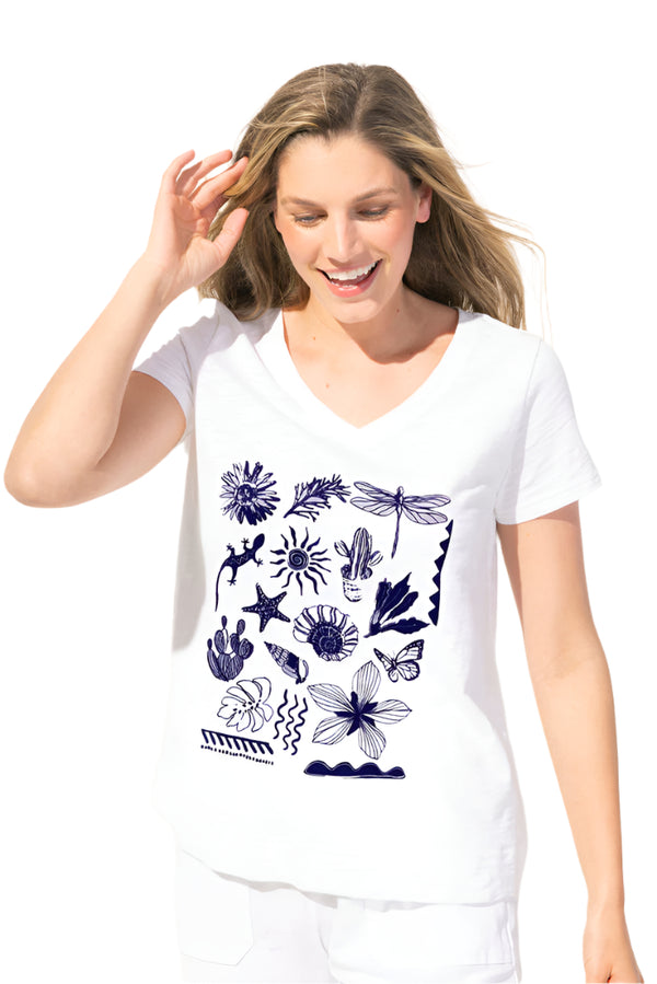 Nature V-Neck Short Sleeve Tee - 41300