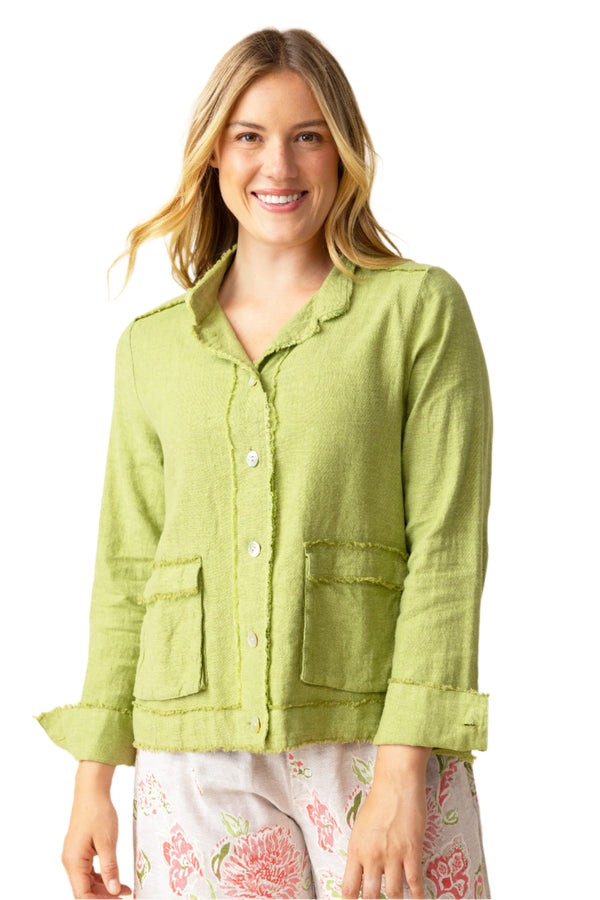 Summer Breeze Linen Jacket in Leaf - 41552-LF