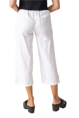 Summer Breeze Button Trim Capri in White  - 41576-WHT