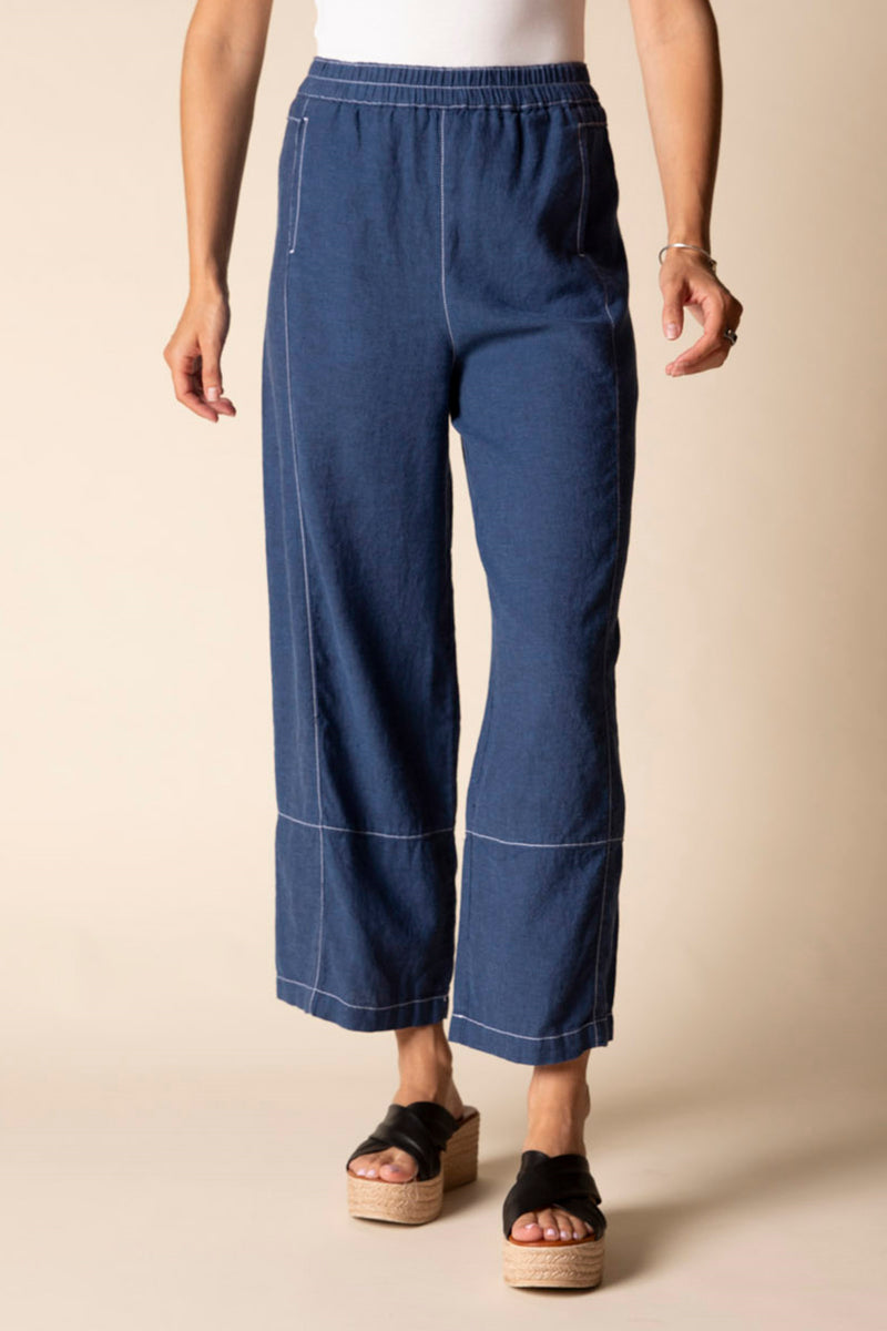 Linen Seamed Crop Pant  - 41577