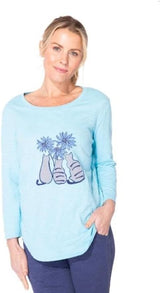 Kitten Trio Hi-Low Tee in Sky Blue- 40604 - Size XL Only