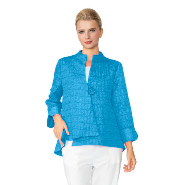 One-Button Jacquard Jacket in Turquoise - 6288J-TQ