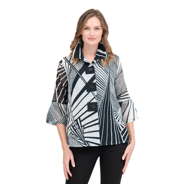 Damee Abstract Sheer Black & White Jacket - 4878