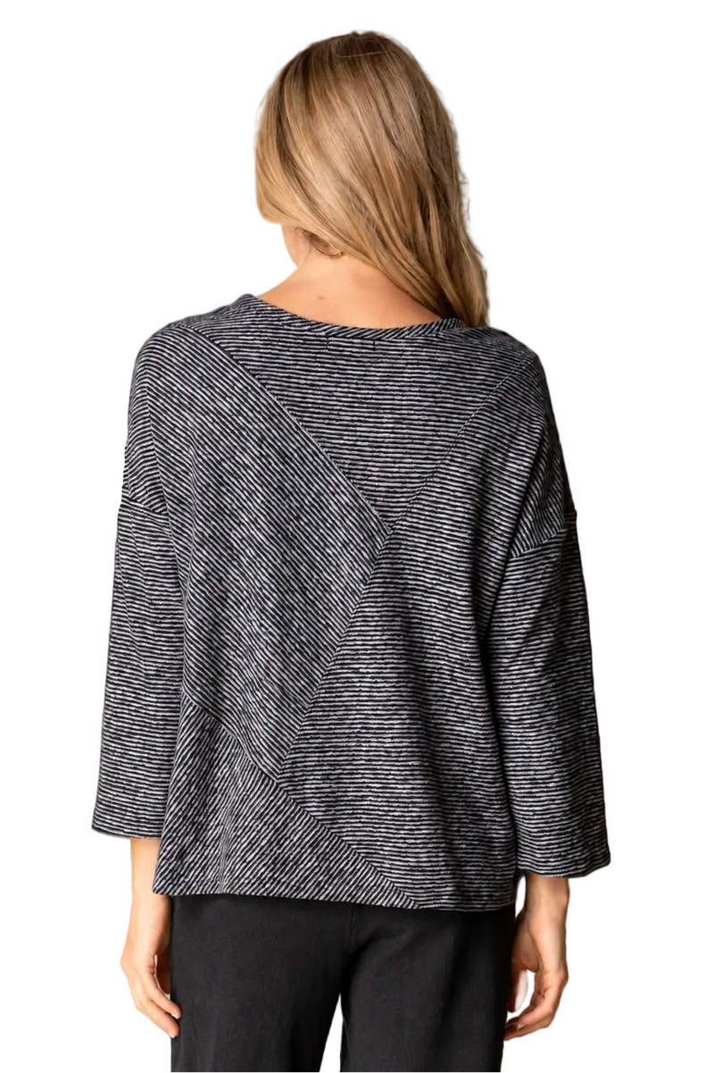 Mixed-Direction Stripe Patchwork Top - 21537
