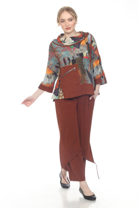 Rust Textured Pull-On Pant - P4099