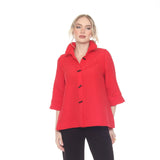 Textured Red Button Front Shirt-Jacket - 4203-RD