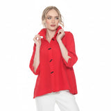 Textured Red Button Front Shirt-Jacket - 4203-RD