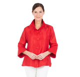 Solid Shimmery Button Front Jacket in Red - 4741-RD