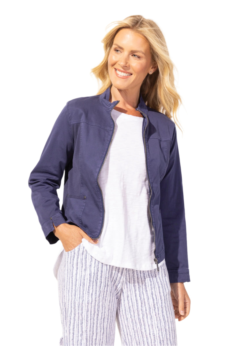 Sun Washed Zip Front Cotton Jacket - 42641