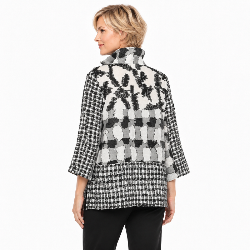 Mixed Media Abstract Print  Blouse - 4004