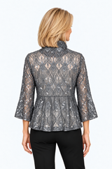 Sequin Embellished Mesh Jacket - 2505