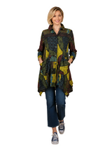 Just In! Abstract Print Textured Tunic in Kiwi Multi - 4296-KW