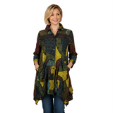 Just In! Abstract Print Textured Tunic in Kiwi Multi - 4296-KW