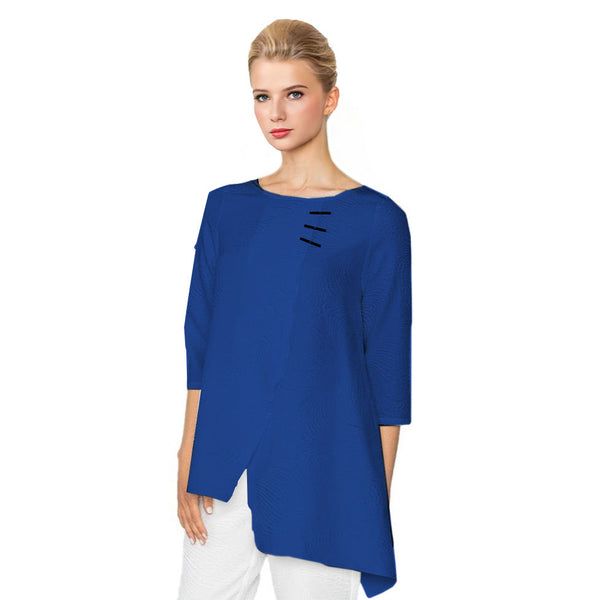 IC Collection Textured Asymmetric Tunic in Royal Blue - 5718T-ROY