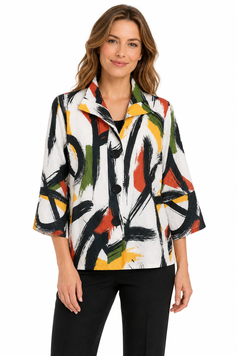 Abstract Art Print Jacket in Multi - 5063 - Size L Only!