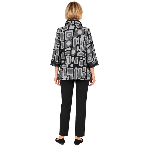 Silver Abstract Crinkle Jacquard Jacket - 4315