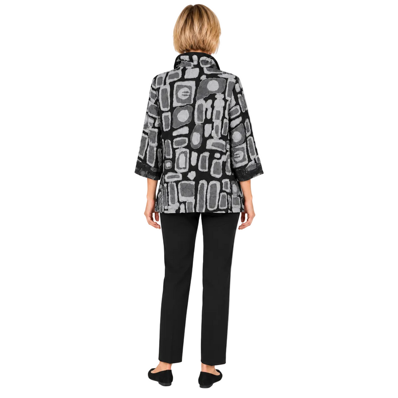 Silver Abstract Crinkle Jacquard Jacket - 4315