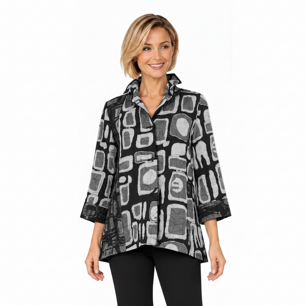 Silver Abstract Crinkle Jacquard Jacket - 4315
